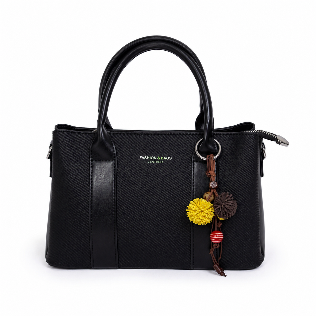 Bolso de oficina CALA negro estructurado con charm decorativo - CALÉA