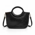 Bolso de mano FRANCESCA negro con asa trenzada y herrajes dorados - CALÉA