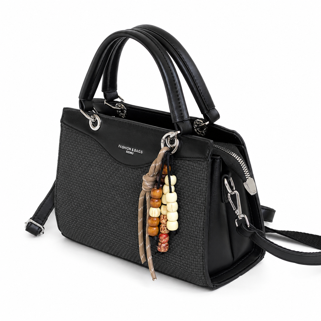 Bolso LUNA negro con correa larga ajustable manos libres - CALÉA