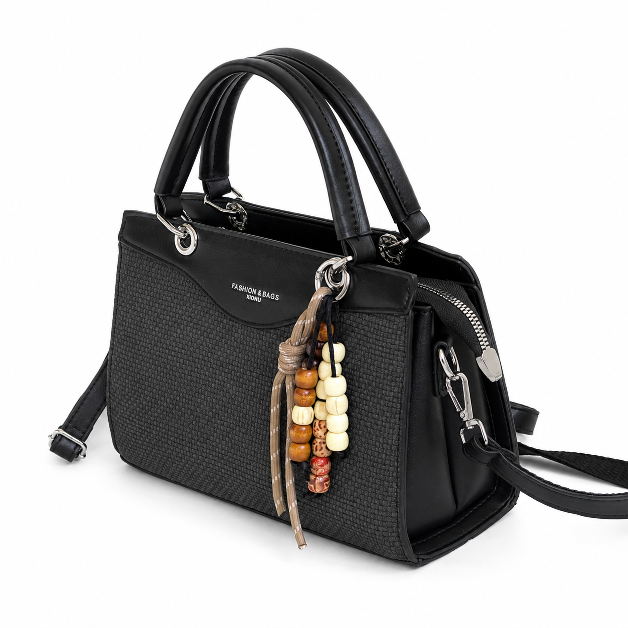 Bolso LUNA negro con correa larga ajustable manos libres - CALÉA