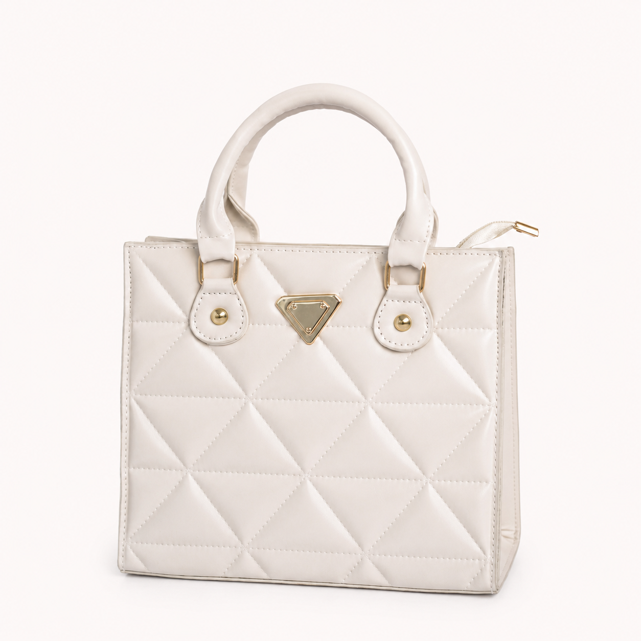 Bolso de mano MILÁN marfil acolchado con herrajes dorados - CALÉA