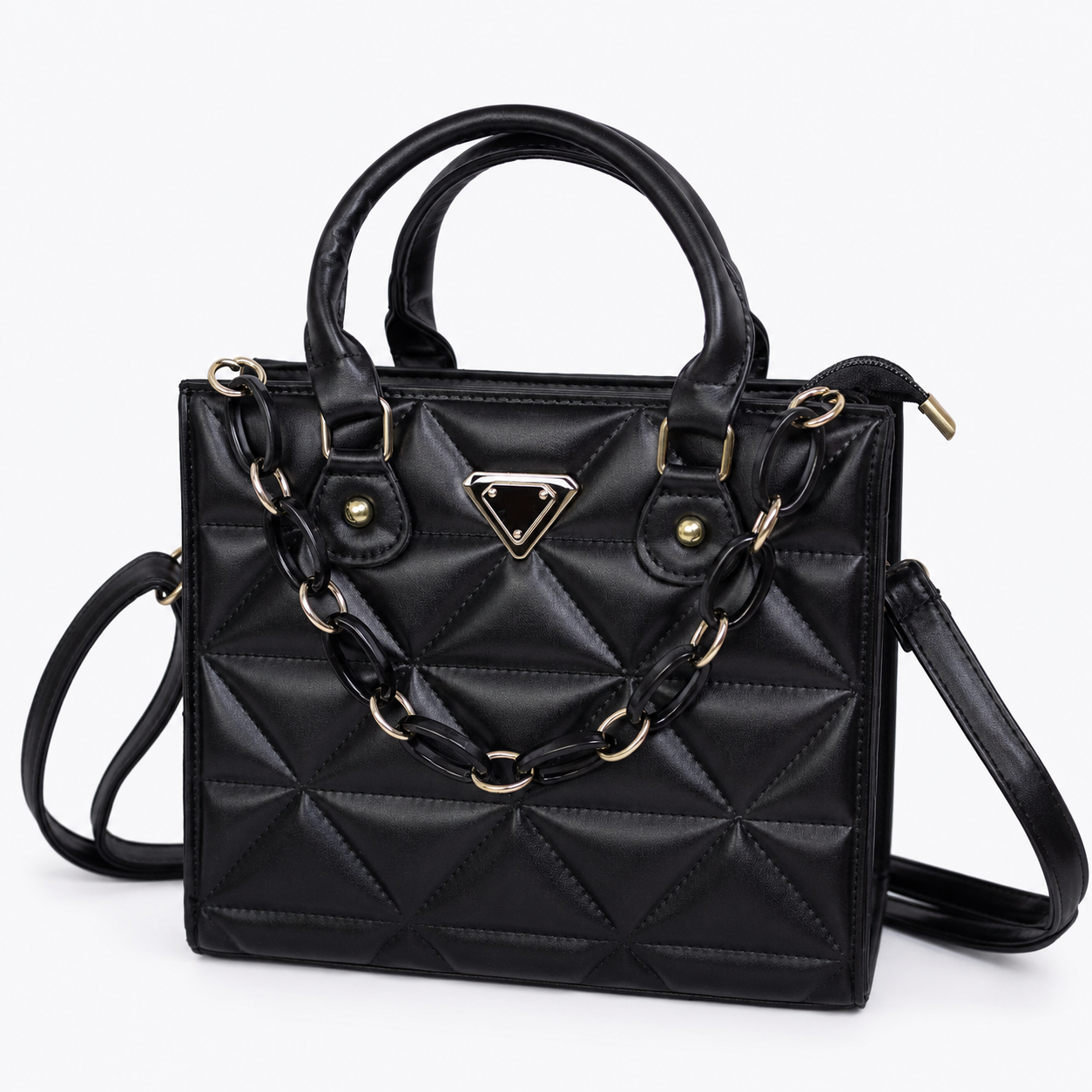 Bolso MILÁN negro acolchado con cadena decorativa - CALÉA