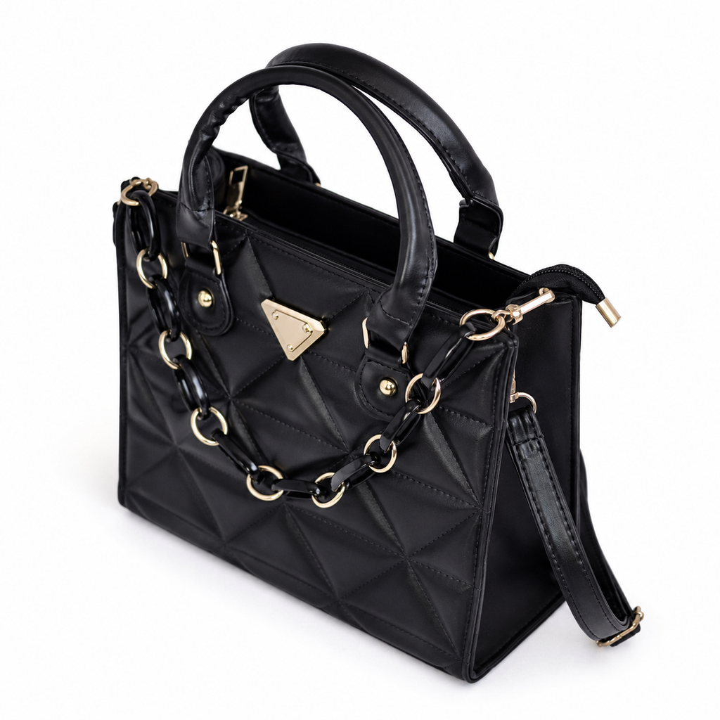Bolso MILÁN negro con cadena y correa larga para manos libres - CALÉA