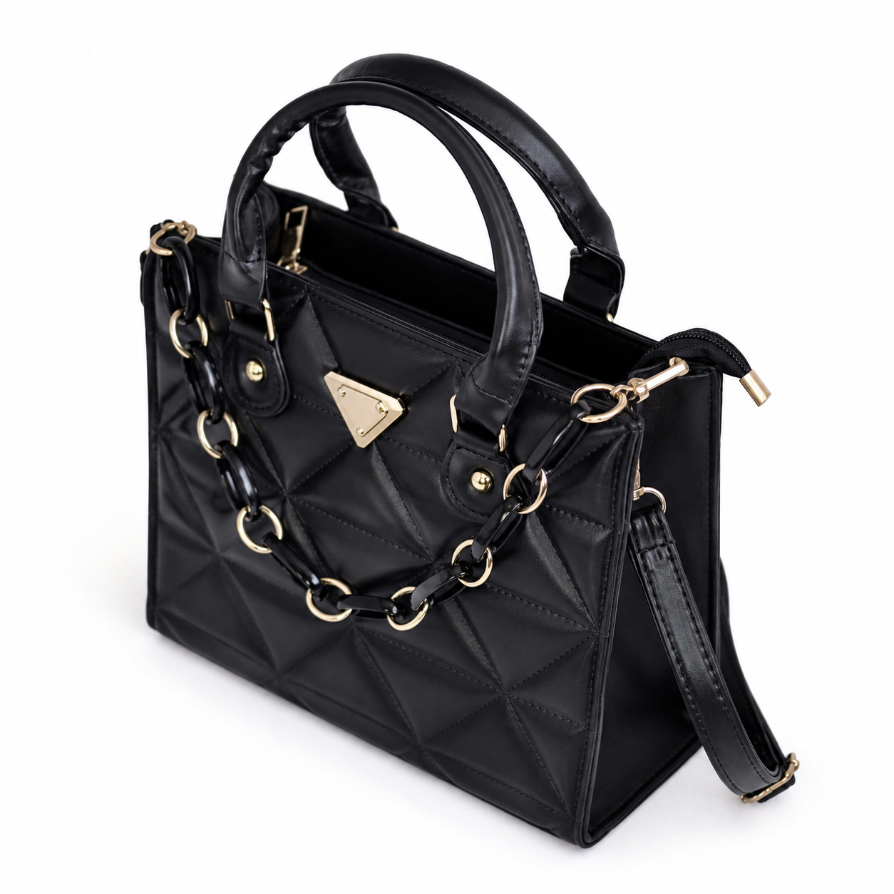 Bolso MILÁN negro con cadena y correa larga para manos libres - CALÉA