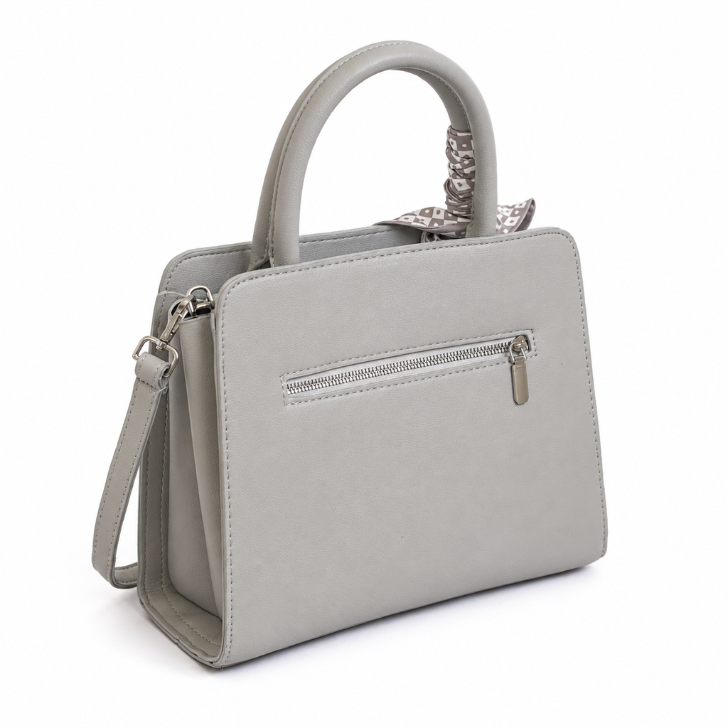 Bolso de oficina MIRANDA gris perla con bolsillo trasero de cremallera - CALÉA