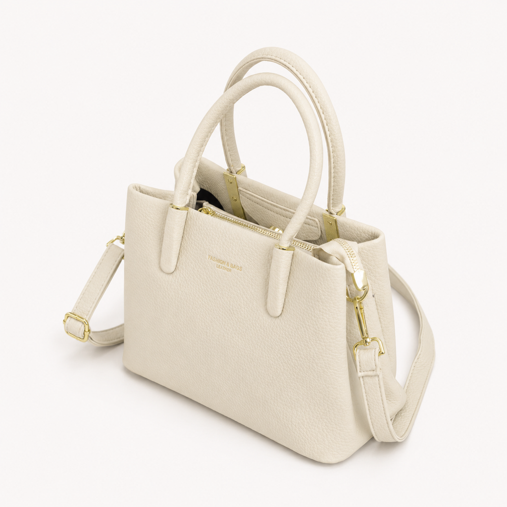 Bolso ROMA marfil vista angular con correa removible - CALÉA