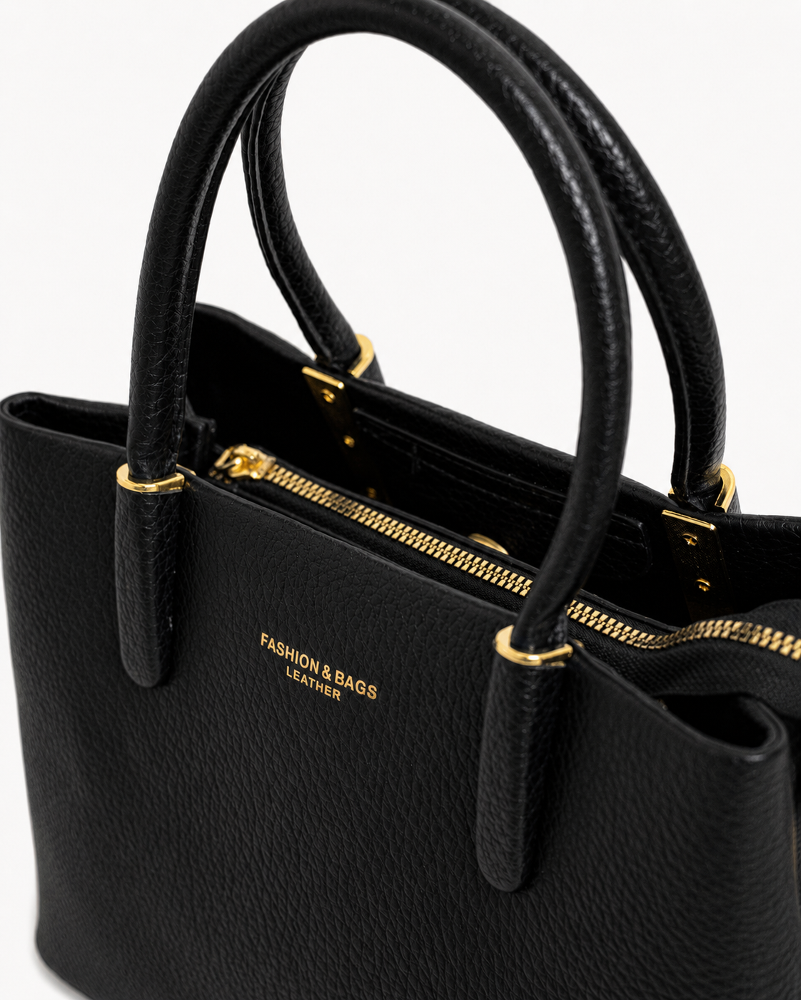Interior de bolso tote ROMA negro con compartimentos y cremallera - CALÉA