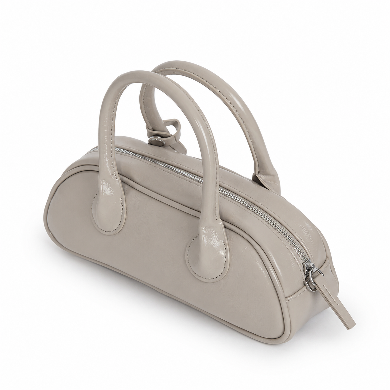Mini bolso TATIANA beige vista angular con cierre de cremallera - CALÉA