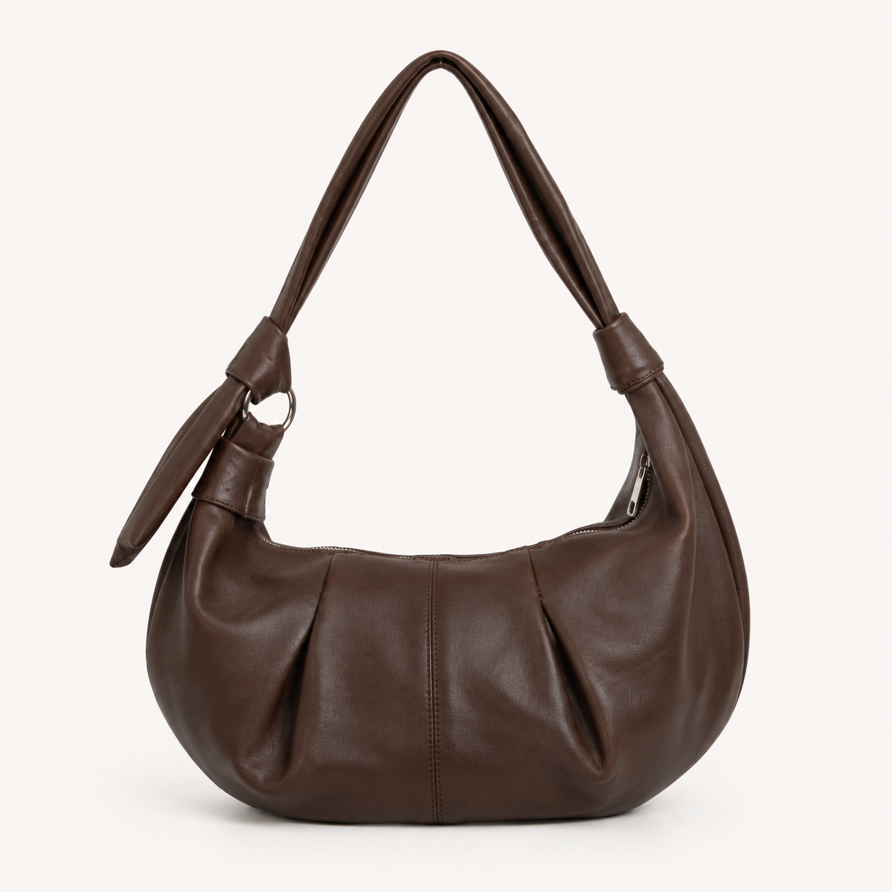 Bolso hobo VICTORIA café chocolate con asa anudada - CALÉA
